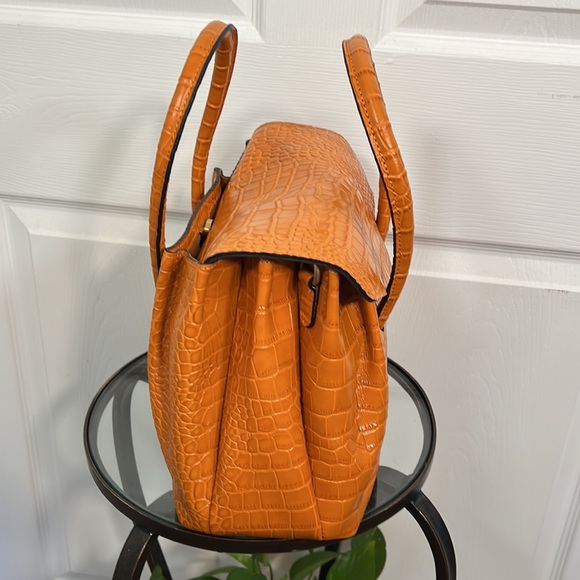 Patricia Nash Orange Croc-Embossed Satchel - Picture 7 of 13
